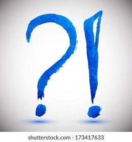 question mark, exclamation with acrylic paint, design element