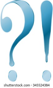 the question mark and exclamation mark in blue, signs and symbols, punctuation, isolated on white background, vector