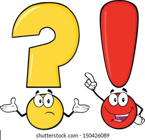 Question Mark And Exclamation Mark Cartoon Characters