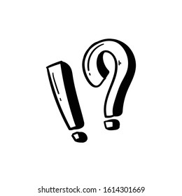 question mark and exclamation mark doodle icon vector hand drawing 