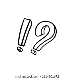 question mark and exclamation mark doodle icon vector hand drawing 