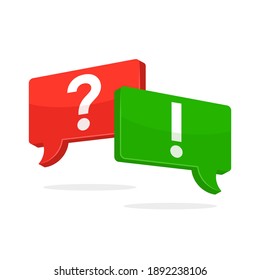 question mark and exclamation mark icon. online communication and learning concept. question answer. flat vector illustration isolated on white background