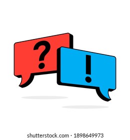 icono de signo de interrogación y signo de exclamación. concepto de comunicación y aprendizaje en línea. respuesta a la pregunta. ilustración vectorial plana aislada en fondo blanco