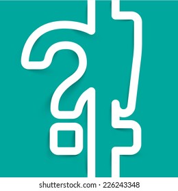 A question mark and an exclamation mark made by paper, vector