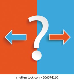 Question mark exclamation mark on the blue and orange background. Eps 10 vector file.