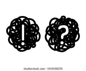 question mark and exclamation mark on a scribble background. answer and question concept. vector illustration isolated on white background