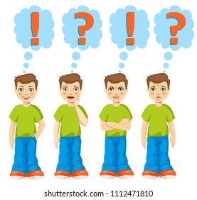 Question mark and exclamation point icons with human emotions. Collection.