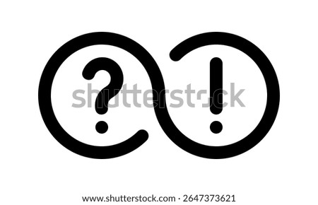 question mark and exclamation point outline infinity icon, social media problem and solution sign