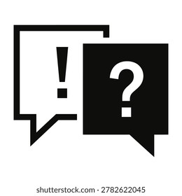 Question mark and exclamation point symbols in speech bubbles, communication concept