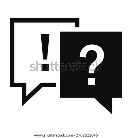 Question mark and exclamation point symbols in speech bubbles, communication concept