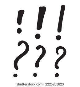 question mark, exclamation point. vector illustration in doodle style. hand drawing