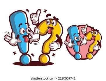 Question mark and exlamation mark cartoon characters