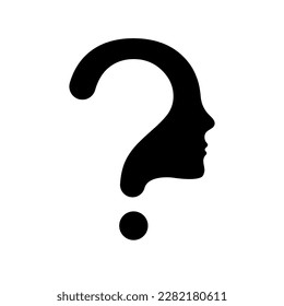 Question mark with face silhouette. Vector symbol. Question man.