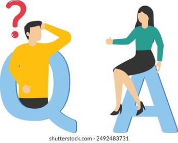 Question mark. FAQ concept. the man asking the question. Ask Questions and get Answers. Online Support Center. Frequently Asked Questions. Flat Vector Illustration.

