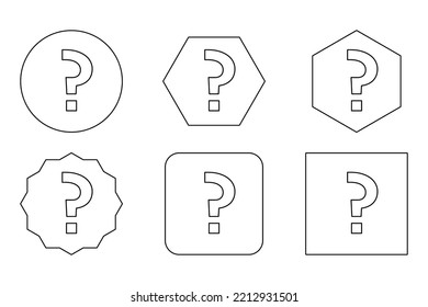Marca de preguntas, signo de preguntas frecuentes, símbolo de ayuda, símbolos de marca vectorial. Diseño de contorno negro. Juego de iconos de la marca de preguntas.