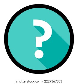 Question mark, FAQ sign, Help symbol, vector mark symbols light blue style. Black stroke design. Isolated icon.