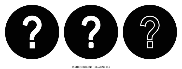 Question mark flat design icon with shadow vector. Question mark icon, Question mark sign and symbol vector Design. Question mark icon set in different design. Why symbol. Design eps 10. 