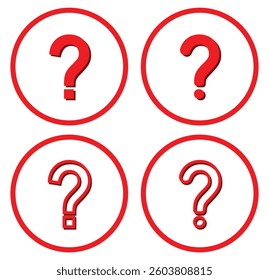 Question mark flat design icon with shadow vector. Question mark icon, Question mark sign and symbol vector Design. Question mark icon set in different design. Why symbol. Design eps 10. 
