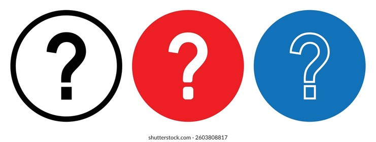 Question mark flat design icon with shadow vector. Question mark icon, Question mark sign and symbol vector Design. Question mark icon set in different design. Why symbol. Design eps 10. 