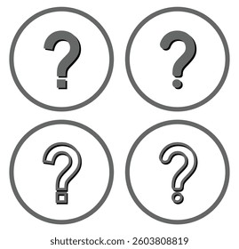 Question mark flat design icon with shadow vector. Question mark icon, Question mark sign and symbol vector Design. Question mark icon set in different design. Why symbol. Design eps 10. 