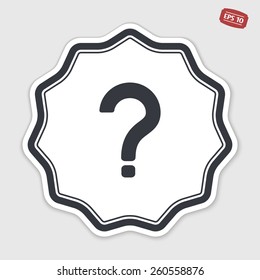 Question mark. Flat design style. Made vector illustration. Emblem or label with shadow.