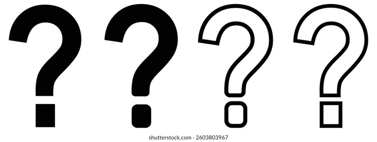 Question mark flat icon for apps and websites. Question mark icon set in different design. Why symbol. Question mark symbol. Design eps 10. 