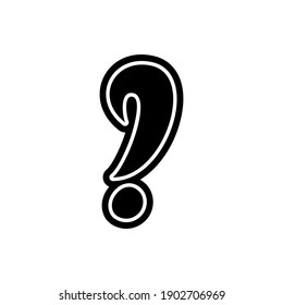 Question mark font decorative hand drawn lettering, vector. Handwritten typographic design. Cartoon funny bold for logo, poster, postcard, hand drawn design. Vector punctuation question mark lettering