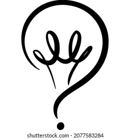 A question mark in the form of a light bulb sketch vector illustration hand draw
