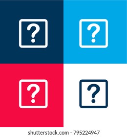 Question mark four color material and minimal icon logo set in red and blue