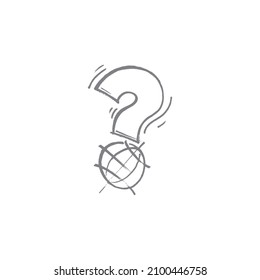 Fragezeichen-Freehand-Zeichnung, globales Problem, globale Vektorgrafik