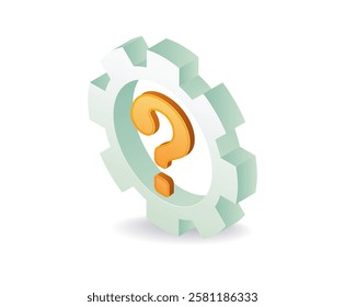 Question mark with gear symbol concept