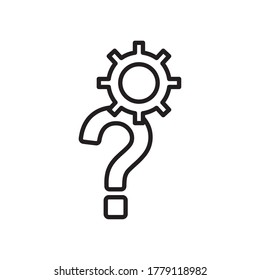 question mark and gear wheel icon over white background, line style, vector illustration