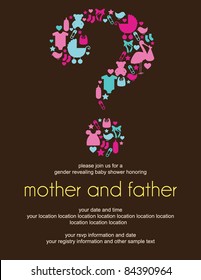 Question Mark Gender Revealing Baby Shower Invitation