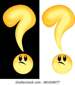 Question mark from glass / yellow smiley / vector