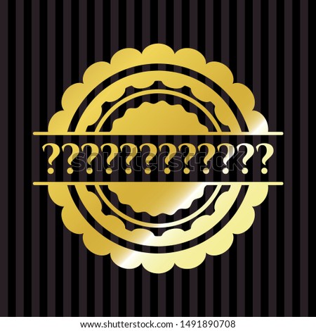 Question Mark gold emblem or badge. Vector Illustration. Detailed.