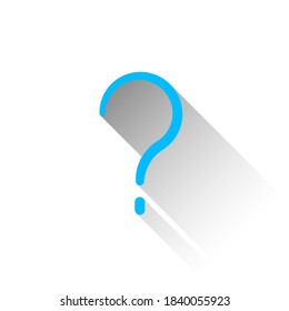 question mark with gradient long shadow in white background, flat design isolated stock vector illustration. simple and minimalist style icon, sign, symbol, logo