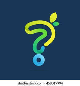 Question mark with green leaves. Vector design template elements for ecology application, presentation, web page, card.
