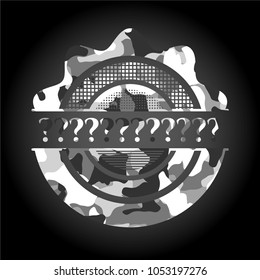 Question Mark grey camouflaged emblem