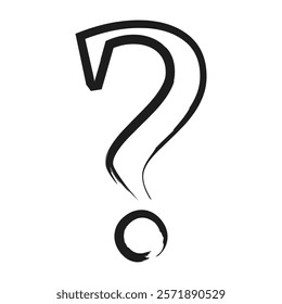 Question mark in grunge brush stroke style. Question and answer mark black icon. Vector illustration isolated on white background.