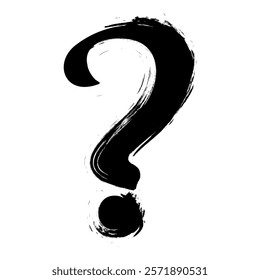 Question mark in grunge brush stroke style. Question and answer mark black icon. Vector illustration isolated on white background.