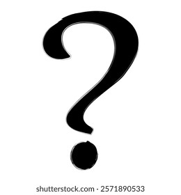 Question mark in grunge brush stroke style. Question and answer mark black icon. Vector illustration isolated on white background.