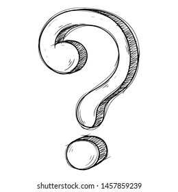 Question mark. Grunge style sketch. Hand drawn doodle. Vector illustration isolated on white background