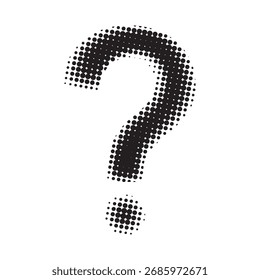 Question mark halftone vector pictogram. question mark in halftone style. comic question mark in pop art style. dotted comic icon