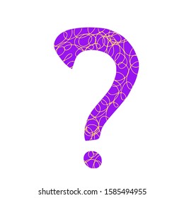 Question mark. Hand drawn ask sign isolated on white background. Vector stylized typography.