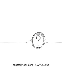 Question mark hand drawn doodle icon. Quiz symbol insane tangled scribble. FAQ sign on white background. Vector illustration.