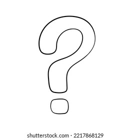 Marca de pregunta dibujada a mano en forma de doodle, ilustración vectorial. Símbolo de pregunta de icono para impresión y diseño. Concepto de Prueba y Examen, elemento aislado en un fondo blanco. Solicitud de signo gráfico y fqa