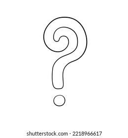 Question mark hand drawn in doodle style, vector illustration. Icon question symbol for print and design. Quiz and Exam concept, isolated element on a white background. Graphic sign ask and fqa