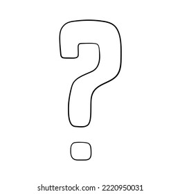 Question mark hand drawn in doodle style, vector illustration. Icon question symbol for print and design. Quiz and Exam concept, isolated element on a white background. Graphic sign ask and faq