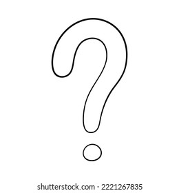 Question mark hand drawn in doodle style, vector illustration. Icon question symbol for print and design. Quiz and Exam concept, isolated element on a white background. Graphic sign ask and fqa