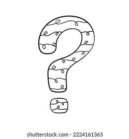 Marca de pregunta dibujada a mano en forma de doodle, ilustración vectorial. Símbolo de pregunta de icono para impresión y diseño. Concepto Prueba y examen, elemento aislado sobre fondo blanco. Solicitud de signo gráfico y fqa